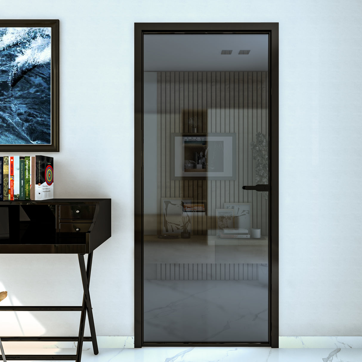 Universal Hinged Door Profiled Door Smoked Glass