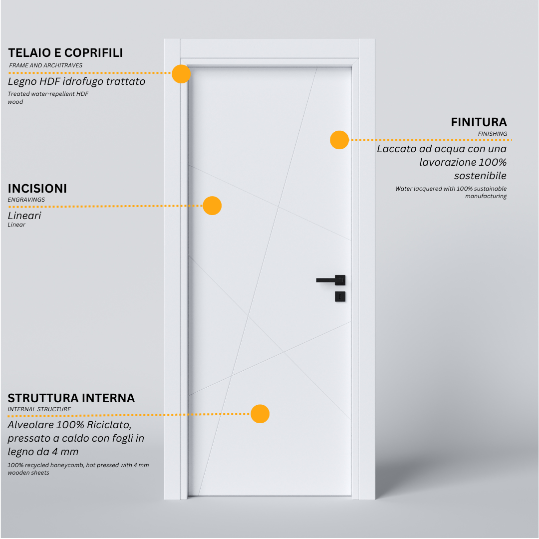 Porta Battente con Incisioni Geometrica