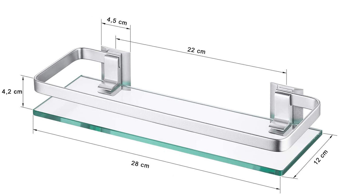 PORTE ITALIANE Mensola Bagno Vetro Mensola Vetro Doccia 8mm Vetro Temperato Muro Alluminio Bagno Ripiani Sabbia Spruzzata