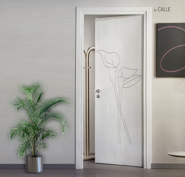 Porta interna Laccata con Incisioni SERIE INC - Calle - 60x210x11 - Maniglia Quadro Cromo Satinato + € 21,00