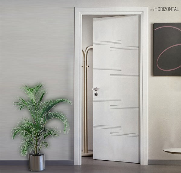 Porta interna Laccata con Incisioni SERIE INC - Horizzontal - 60x210x11 - Maniglia Quadro Cromo Satinato + € 21,00